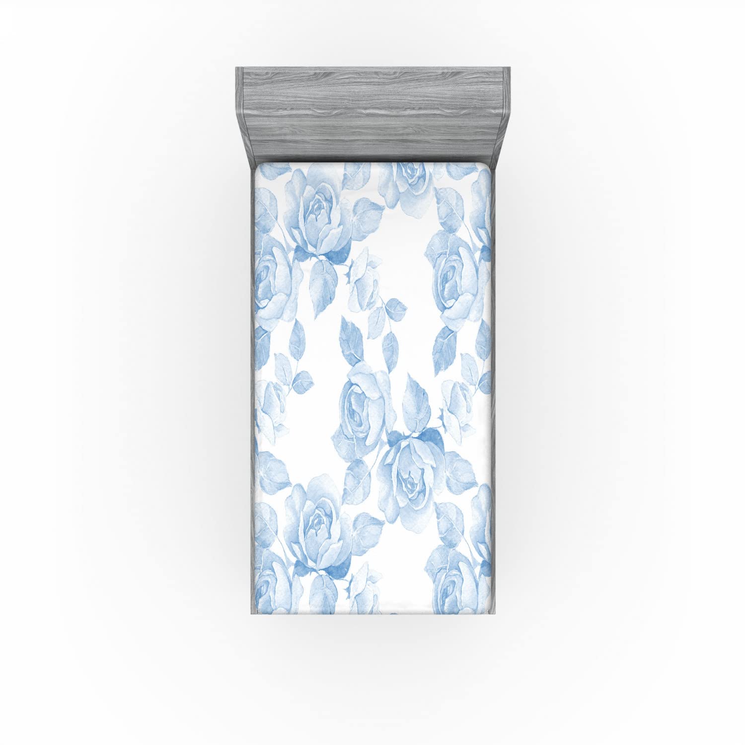 Ambesonne Spring 2 Pack Fitted Sheet, Floral Dreamy Branch, Bed Cover All-Round Elastic Deep Pockets 2 Pieces, Package Contains 2 Twin XL Size Fitted Sheets, Soft Blue