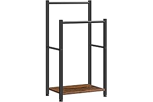 Free Standing Floor Towel Rack for Bathroom, Dorm, 2 Tier Blanket Rack with Shelf
