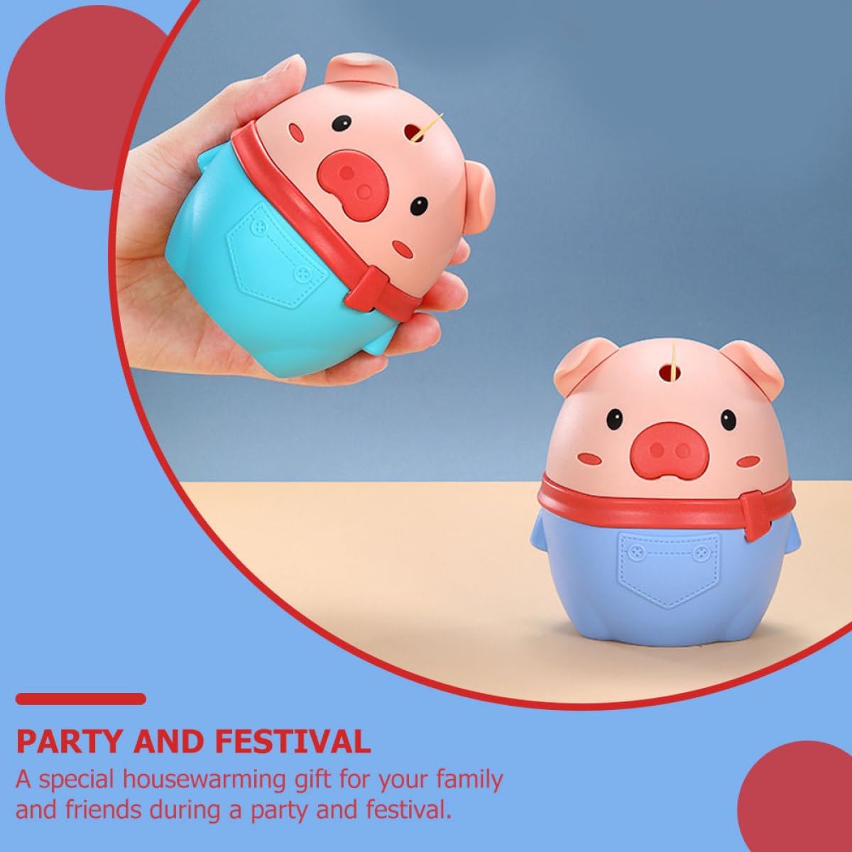Mipcase 2pcs Push-type Toothpick Containers Cute Pig-shaped Toothpick Holders Practical Automatic Dispenser for Home Kitchen Dining Random Color image 4