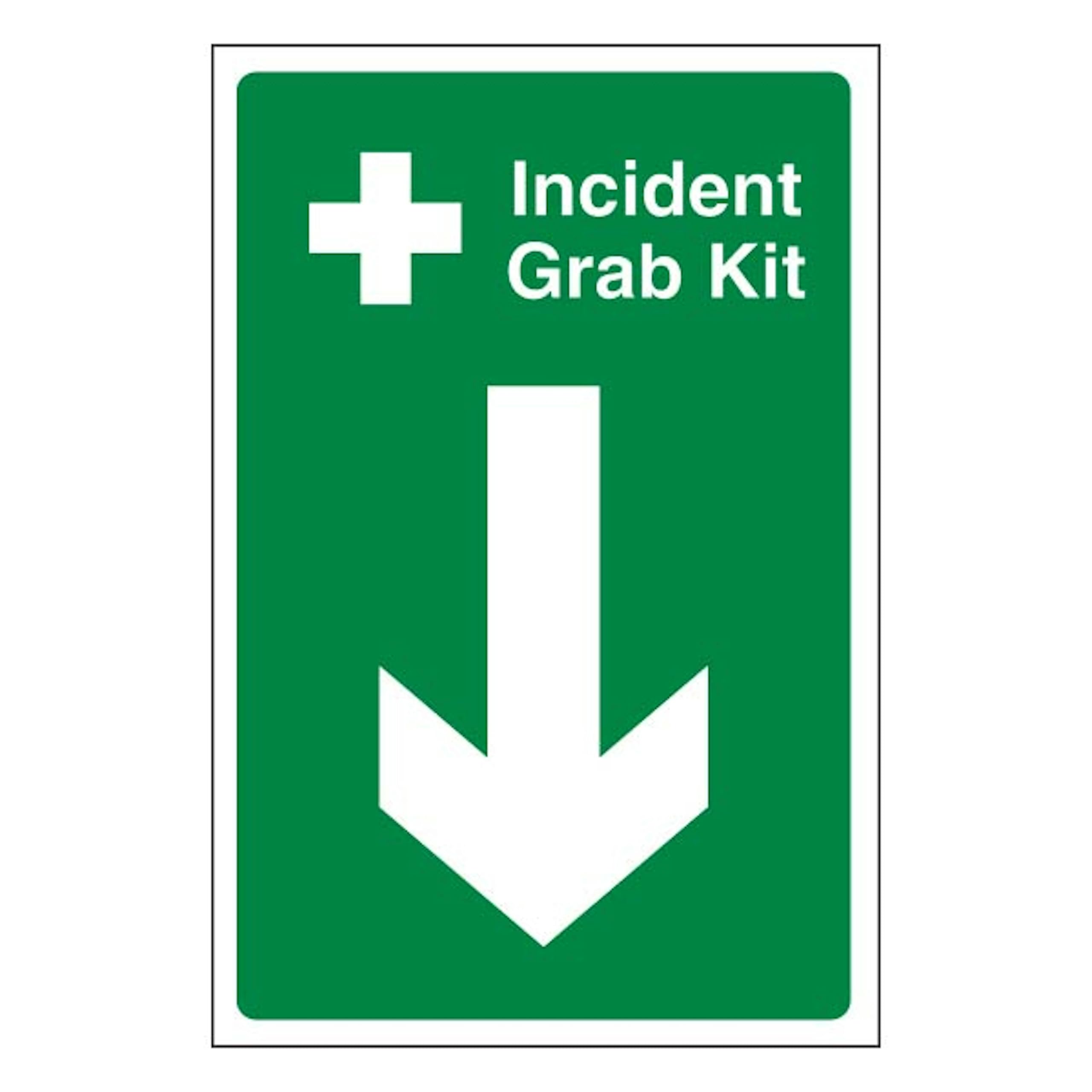 V Safety Incident Grab Kit Arrow Down 400 x 600 mm - Glow In The Dark 1mm Rigid Plastic