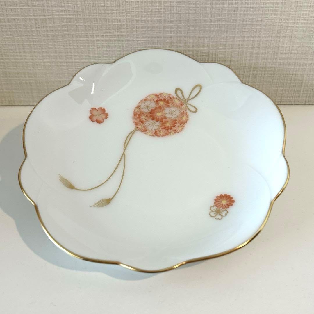 大倉陶園 花毬 13cm梅型小皿5枚揃 プレート 取り皿 高級磁器 日本製 花