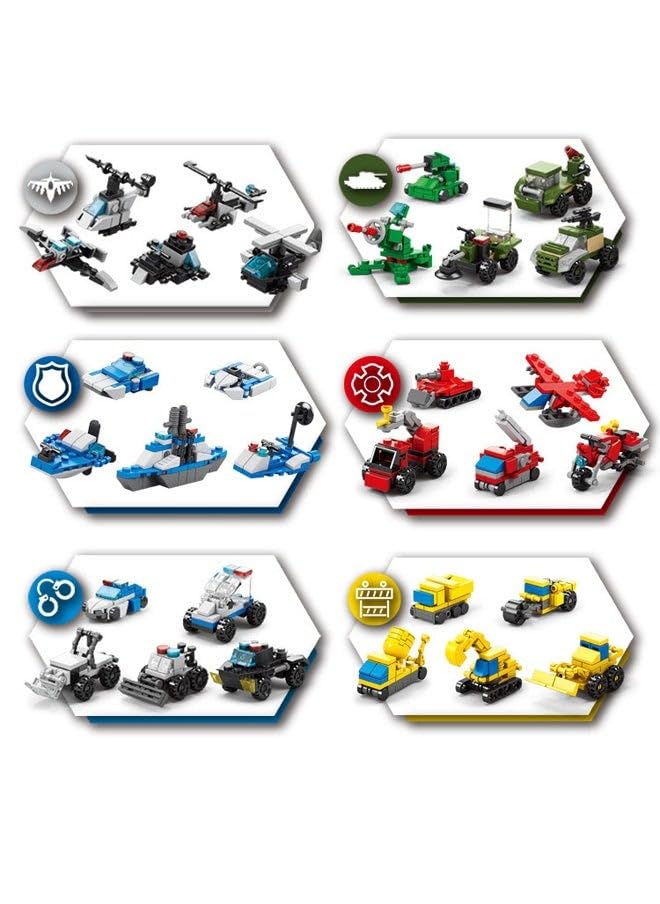 Overview of 6 different categories of mini-vehicle models that can be built with Chocozone building blocks.