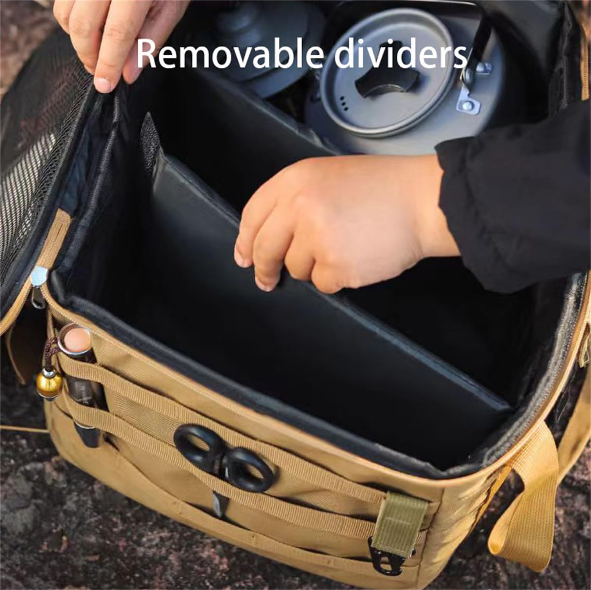 Portable Camping Kitchen Cookware Bag, Travel Bag for Cooking Utensils, Outdoor Cutlery Storage Bag Tool Bag