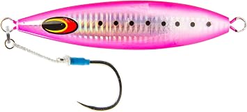 Nomad Design Back Slide Jig Versatile Classic Teardrop Shape Shallow & Deep Water Fishing, BKK Assist Hooks The Gypsy 200g - 7oz - Pink Sardine