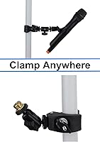 Vista 3 de Soporte de micrófono con abrazadera de cangrejo de micrófono con ajuste de cabeza de bola doble tornillo de cobre de 1/4 a 5/8 pulgadas, se adapta