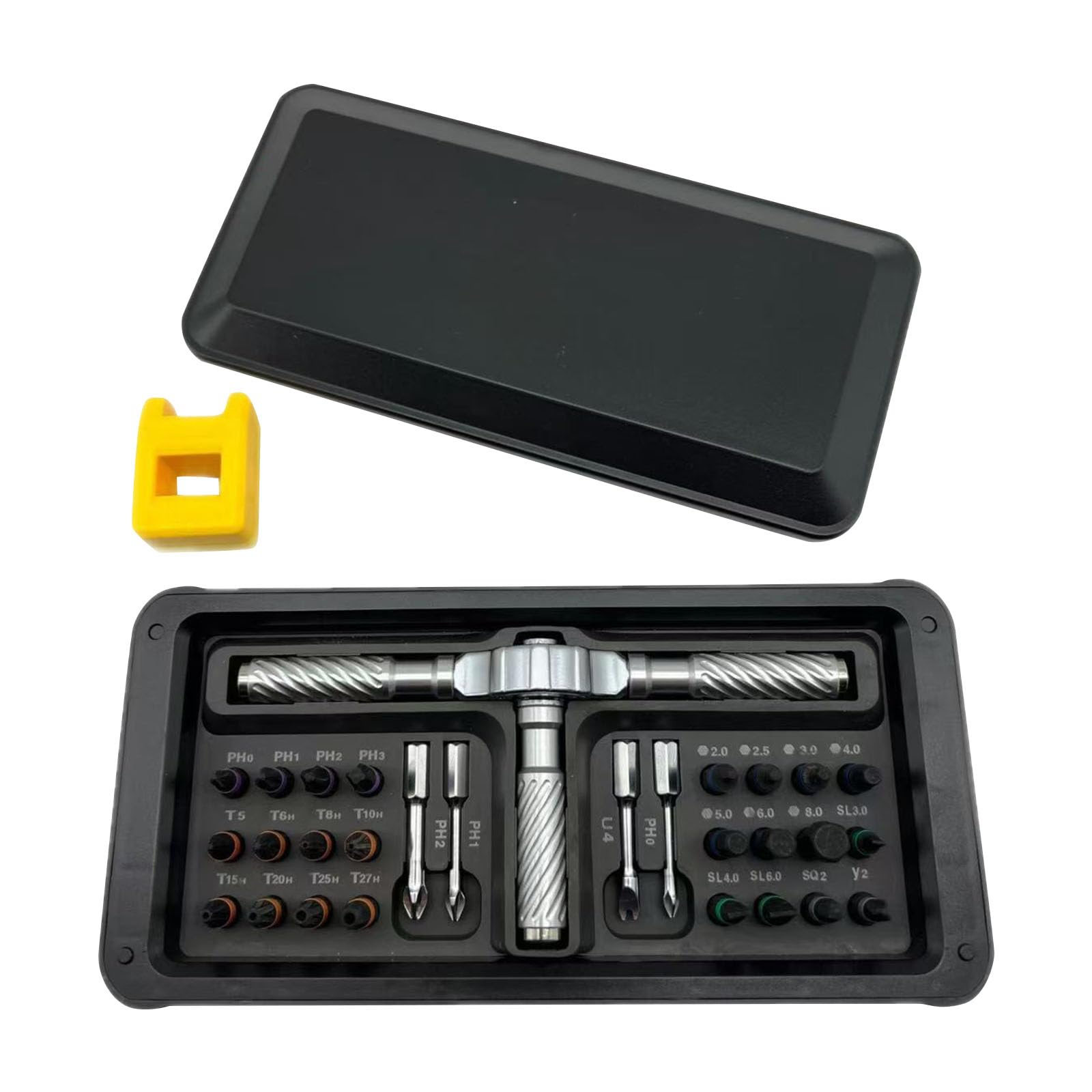 Precisions Ratcheting Screwdriver Set Pack of 30 for Electronics Maintenance Featuring Ergonomic Grip Bits with Detachable Handle & Case