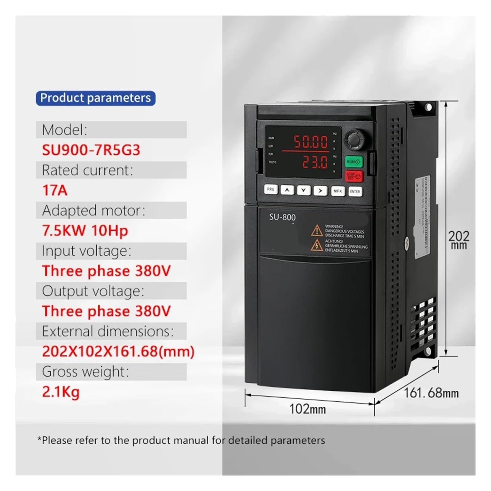 Variador de frecuencia VFD 380V 3Phase para control velocidad del motor