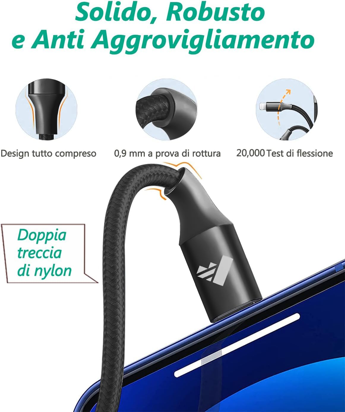 Cavo USB C USB C 1 Metri,60W Cavo Type-c to Type-c Ricarica Rapida USBC Caricatore Tipo C a USB-C Cavetto Nylon Cavi con iPhone 17 16 15 Pro Max Plus, iPad Air Pro,Samsung Galaxy S25 S24 S23, Pixel