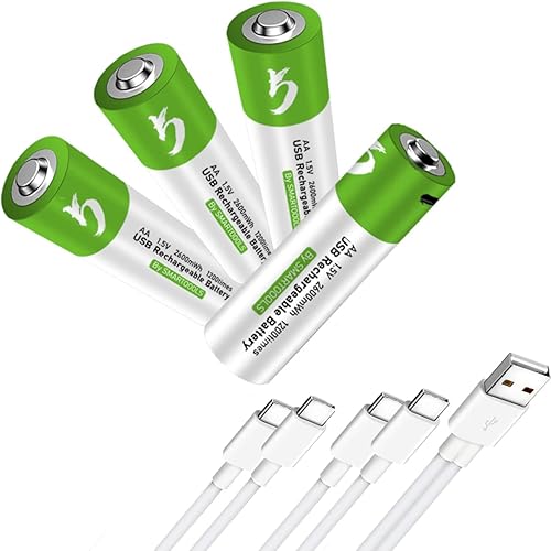 Miniatura 7 de Paquete de 8 pilas AA recargables, baterías AA recargables USB tipo C, baterías AA con cargador de 1.5 V 2600 mWh, batería doble A de iones de litio