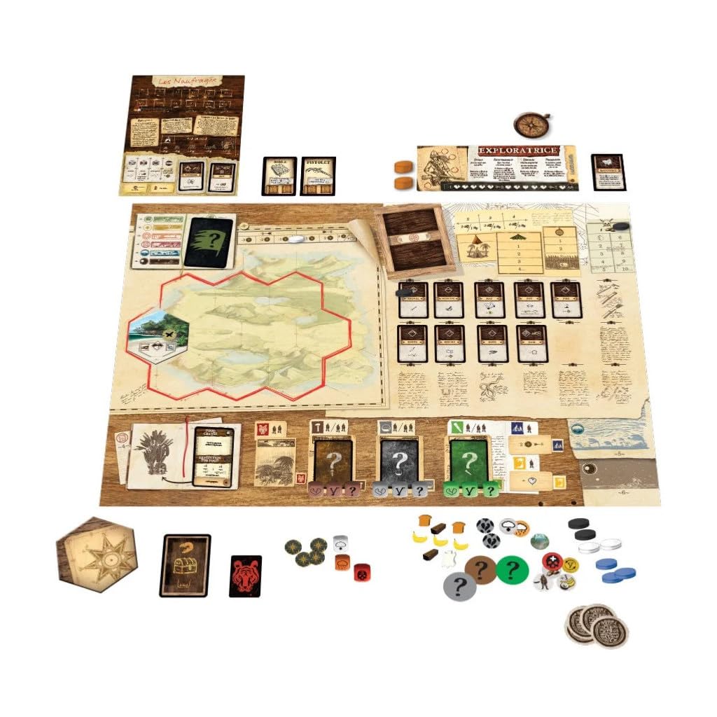 IELLO Robinson Crusoe: Avventure sull'Isola Maledetta | Gioco di Società Cooperativa di Avventura e Sopravvivenza | 1-4 Giocatori | 7 Scenari Evoluzionari | Esplorazione, Costruzione e Pericolo