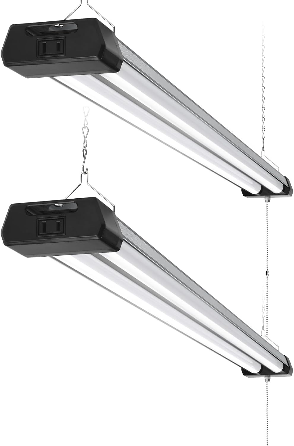 Barrina BS42a 4FT LED Shop Light, 42W, 5000K, 4800LM, Linkable Led Garage Ceiling Lights, Workshop, Hanging or Flush Mount, Concealed Wiring Design, Pull Chain Switch, Heat Dissipation, 2 Packs