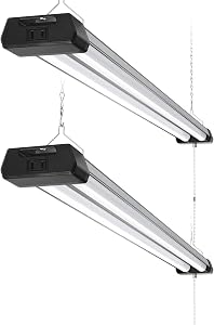 Barrina BS42a 4FT LED Shop Light, 42W, 5000K, 4800LM, Linkable Led Garage Ceiling Lights, Workshop, Hanging or Flush Mount, Concealed Wiring Design, Pull Chain Switch, Heat Dissipation, 2 Packs
