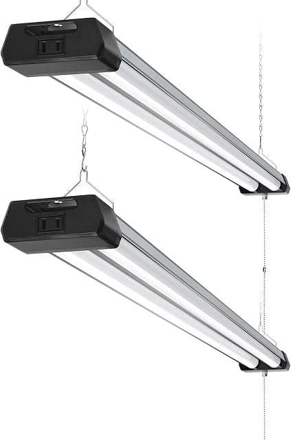 Barrina BS42a 4FT LED Lumière de magasin, 42W, 5000K, 4800LM, Feux de plafond de garage à conduits reliés, atelier, montage suspendu ou à rainure, conception de câblage dissimulé, commutateur de chaîne de traction, dissipation de la chaleur, 2 Boîtes