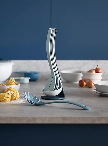 Miniatura 5 de Joseph Joseph 10526 Nest Utensils - Juego de herramientas de cocina apilables compactas con soporte de almacenamiento magnético de nailon, 5 piezas,