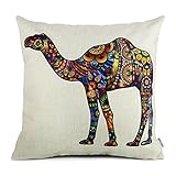HOMAR 18 x 18 Standard Size Camel Print Pattern Decorative Pillow Case Cushion Covers