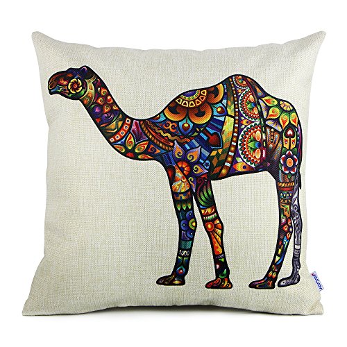 HOMAR 18 x 18 Standard Size Camel Print Pattern Decorative Pillow Case Cushion Covers