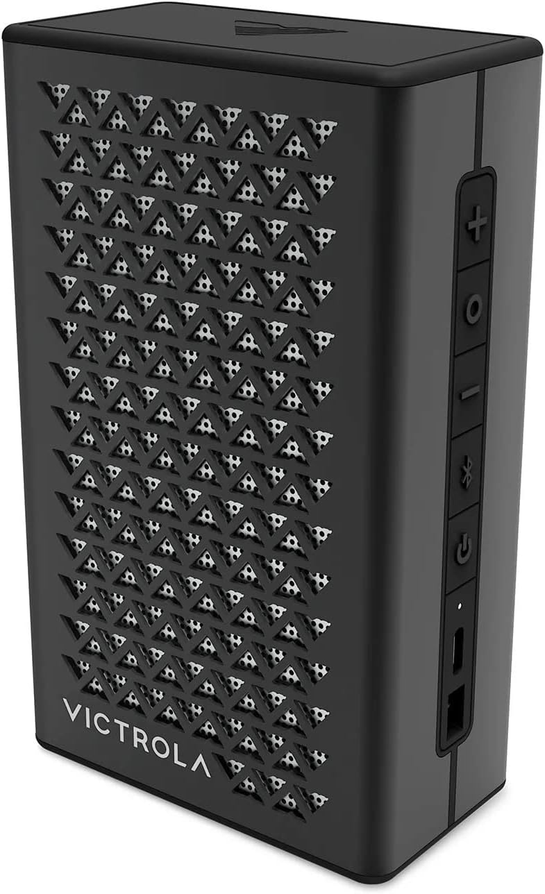 Victrola Music Edition 1 – Portable Bluetooth Speaker, IP67 Water and Dust Resistant, 12 Hour Battery Life, Multi-Speaker Pairing, Premium Sound and Passive Bass Radiator, USB-C Charging (Black)