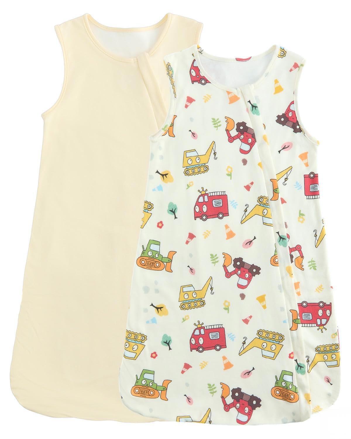 JiAmy Baby Sleeping Bag 1.0 Tog Lyocell Summer Newborn Sleep Sack Lightweight Sleep Bag Yellow Car 6-12 Months