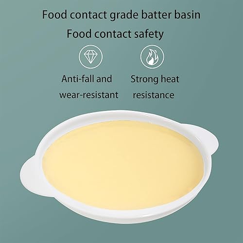 Miniatura 4 de Máquina eléctrica para hacer crepas, máquina de crepas instantánea con asa, 1 tazón de masa y batidora, antiadherente y fácil de limpiar