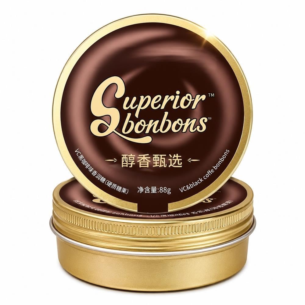 Hochwertige schwarze Kaffee-Hartbonbons mit VC, 2er-Pack