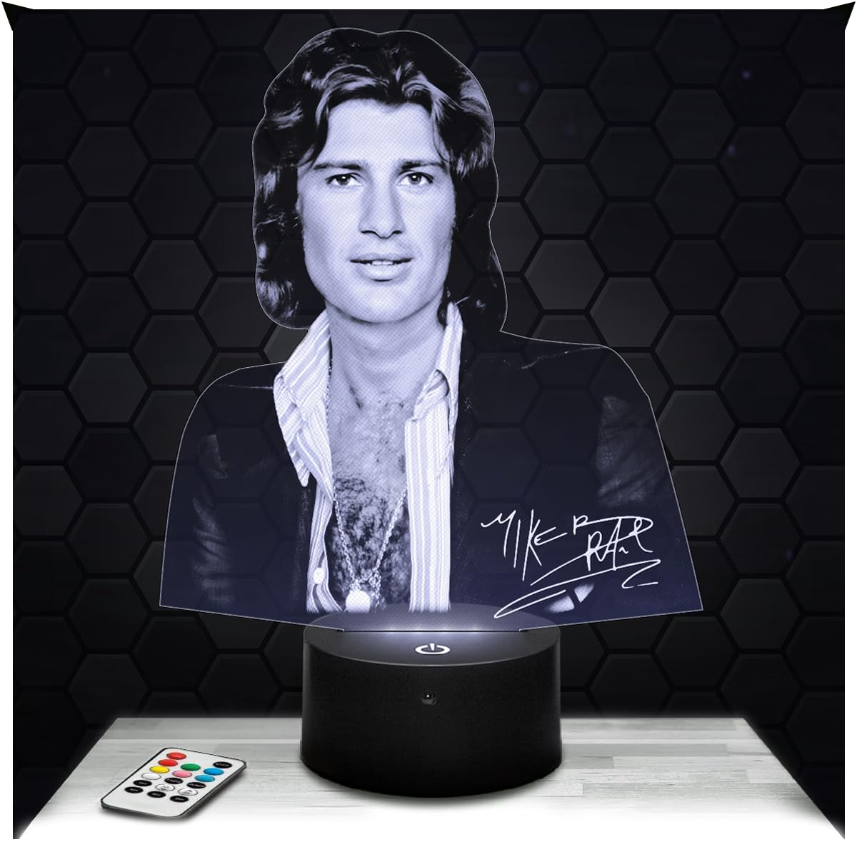 Lampephoto.fr - Mike Brant 3D Lamp, Night Light 3D LED Illusion Lamp, Israeli Singer France, Night Light for Children's or Adult's Bedroom, Original Christmas, Gift