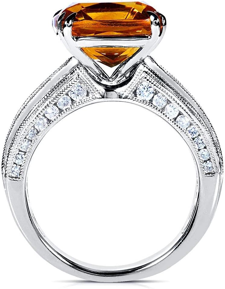 Kobelli Orange Citrine and Diamond Multi-Row Channel Ring 6 2/5 CTW in 14k White Gold