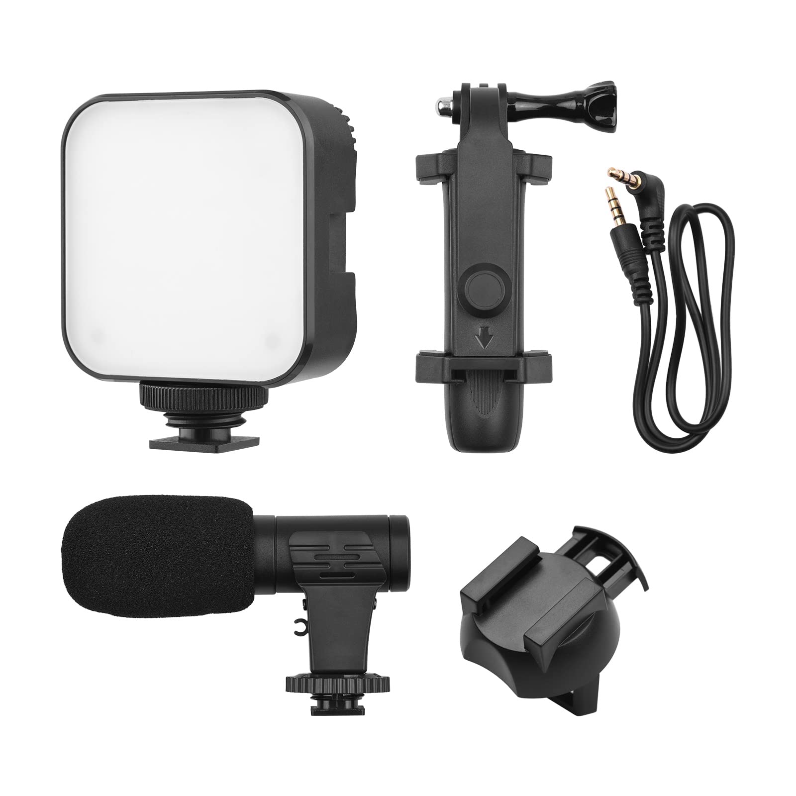 Kit de vlogging, kit de video para cámara de teléfono inteligente Andoer, clip, cable de audio TRS a TRRS de 3.5 mm para transmisión en vivo YouTube Grabación de video