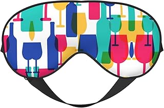 Cocktail Glasses and Wine Bottles Printing Double-Sided Design Sleep Aid, Soft Eye Mask for Sleep,Yoga,Adjustable Strap, Blocks Light