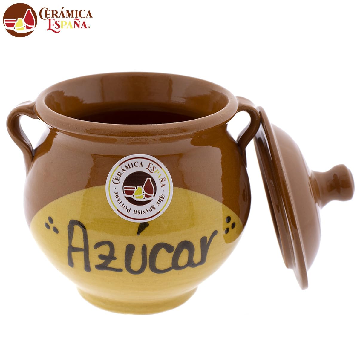 CERÁMICA ESPAÑA | Zuccheriera rustica in ceramica | Barattoli da cucina | Barattoli originali | Zuccheriera cucina - Modello M02 | 100% fatto a mano | 14x12x15 cm
