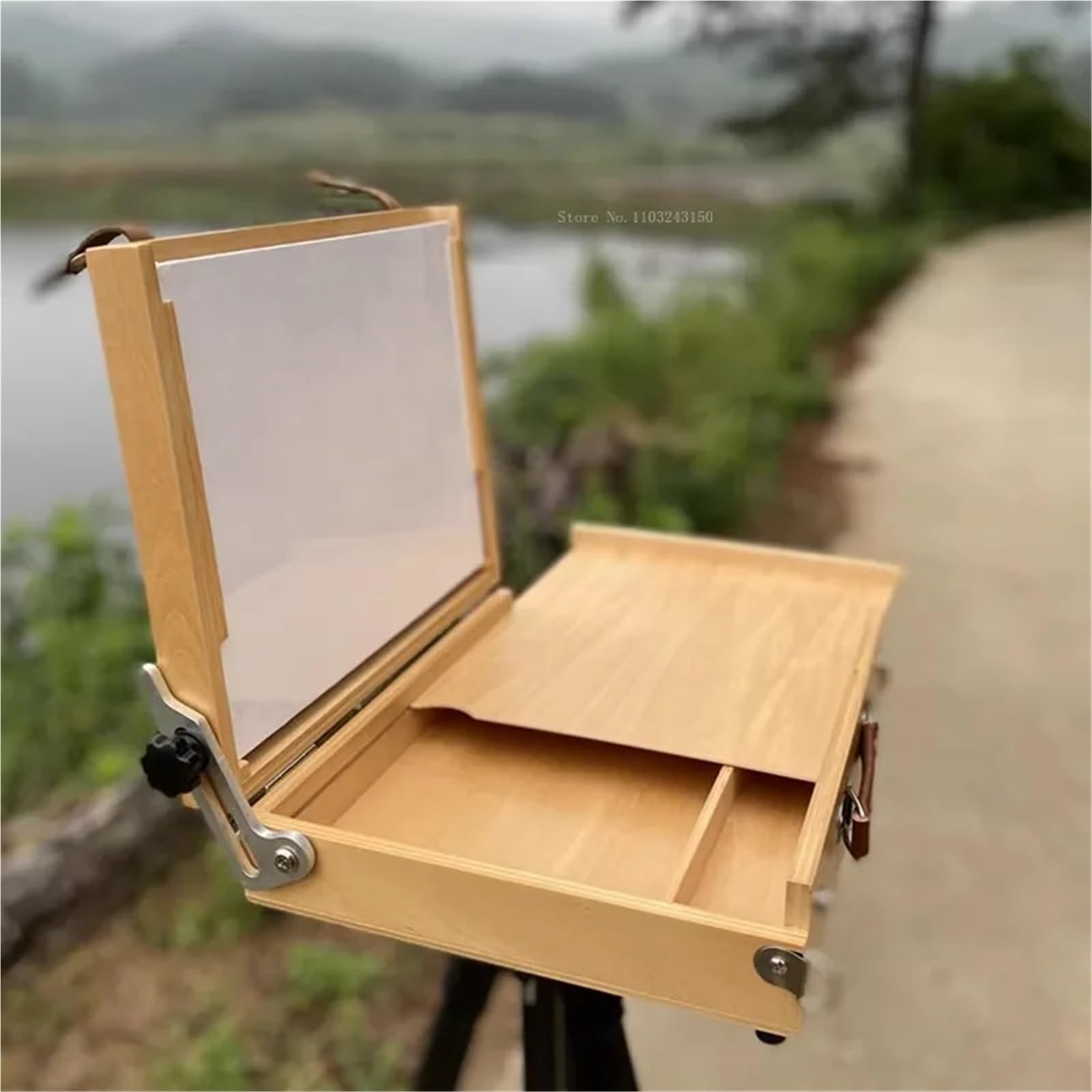 Tragbarer Malkoffer Ölgemälde-Box aus Holz kann angepasst Werden, um tragbare Kunst im Freien zu tragen, Skizzieren von Ölgemälden, Aquarellen, Malboxen for Studenten(Dark Color)