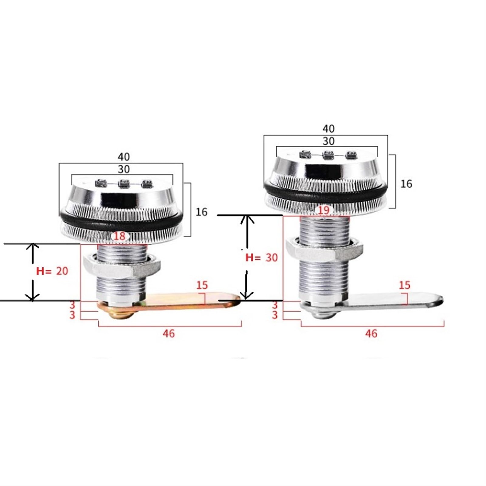 Cerradura de combinación de 3 dígitos para buzón, cerradura giratoria de 7/8 pulgadas para gabinete, cajón, buzón, puerta de armario, cerradura de seguridad para el hogar, 1 unidad (plata H 20 mm)