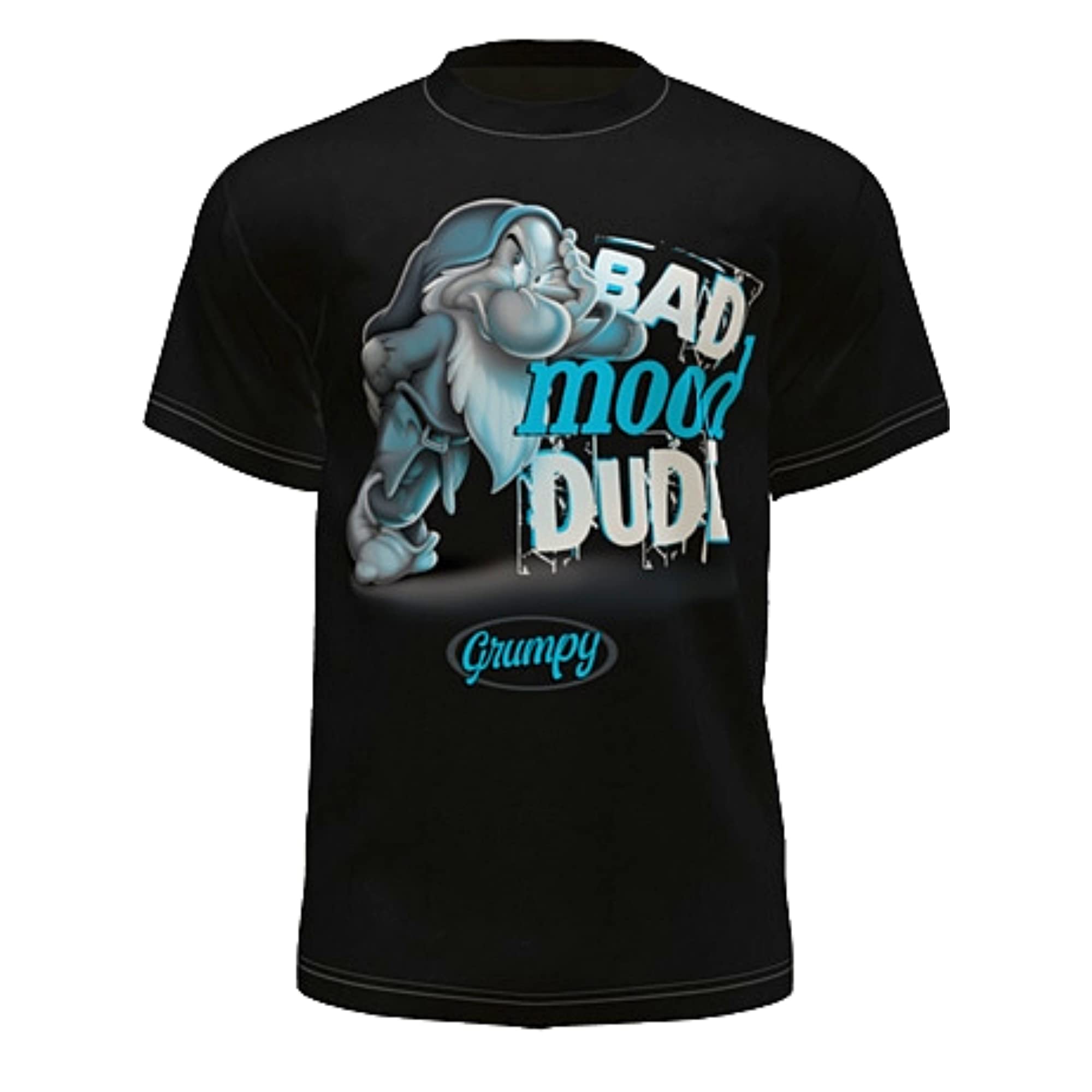 Schneewittchen und sieben Zwerge Grumpy lustige T-Shirts für Erwachsene, Bad Mood Dude Neuheit Grafik Tee Disney Shirt, schwarz, 3X-Groß
