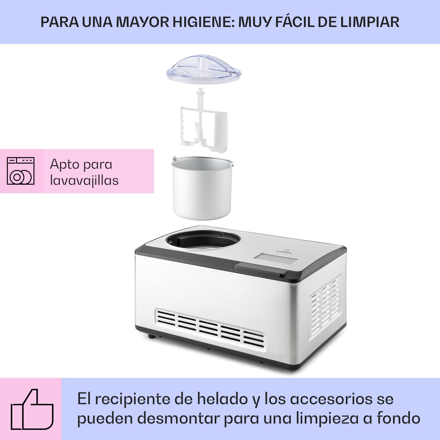 Klarstein Maquina de Helados para Casa, para Hacer Yogur Helado, Heladera con Compresor, WiFi y Control App, Postres Caseros, Helado Cremoso y Sorbete, Heladeras Hacer Casero, Ice Cream Maker