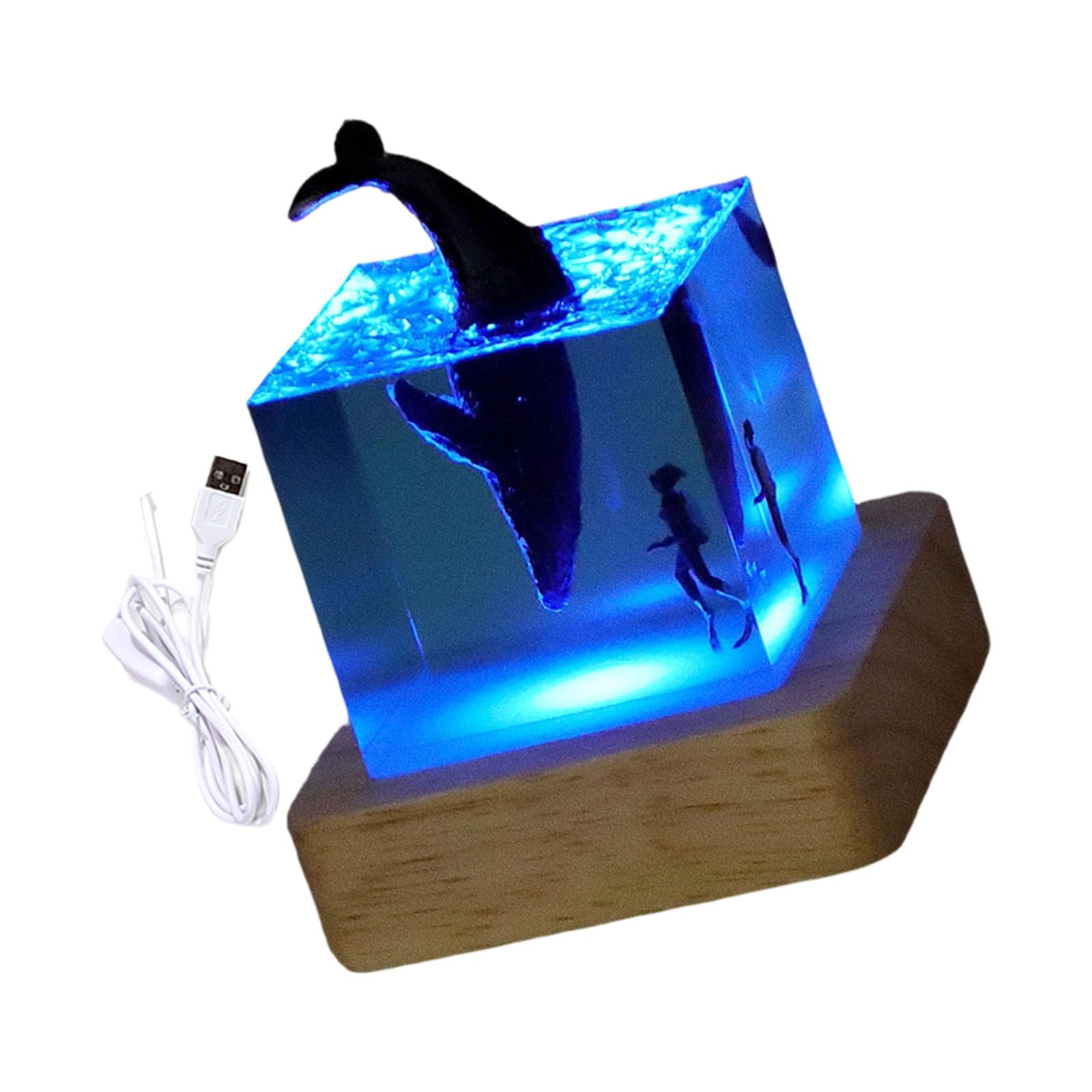 Elnwnnkc Decorative Figure Night Light with LED Bedroom Mood Lighting Resin Texture Perfect for Gift Giving Resin Whale Decor Light