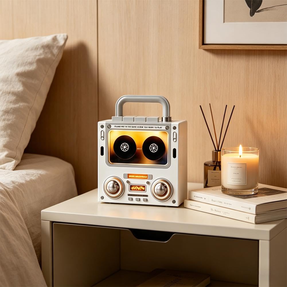 Lot de 17 aimants de réfrigérateur musicaux avec lecteur de cassette rétro, lecteur de disque vinyle à induction NFC, lecteur de musique programmable pour cuisine, bureau, cadeaux de musique uniques
