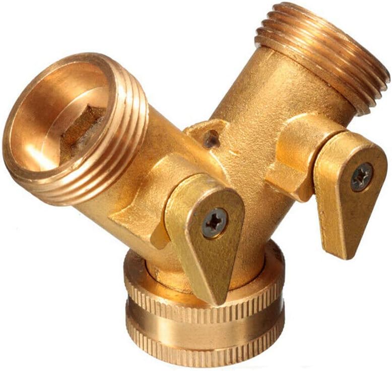 Water Hose Splitter SENRISE 3/4" Hose Faucet Splitter 2 Way Y Valve Garden Hose Tap Connetor Garden Irrigation Tool Fitting (Pack of 1)