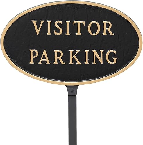 Miniatura 2 de Placa ovalada de estacionamiento para visitantes para pared o césped para casa o negocio - Estacionamiento reservado - Aluminio recubierto de polvo