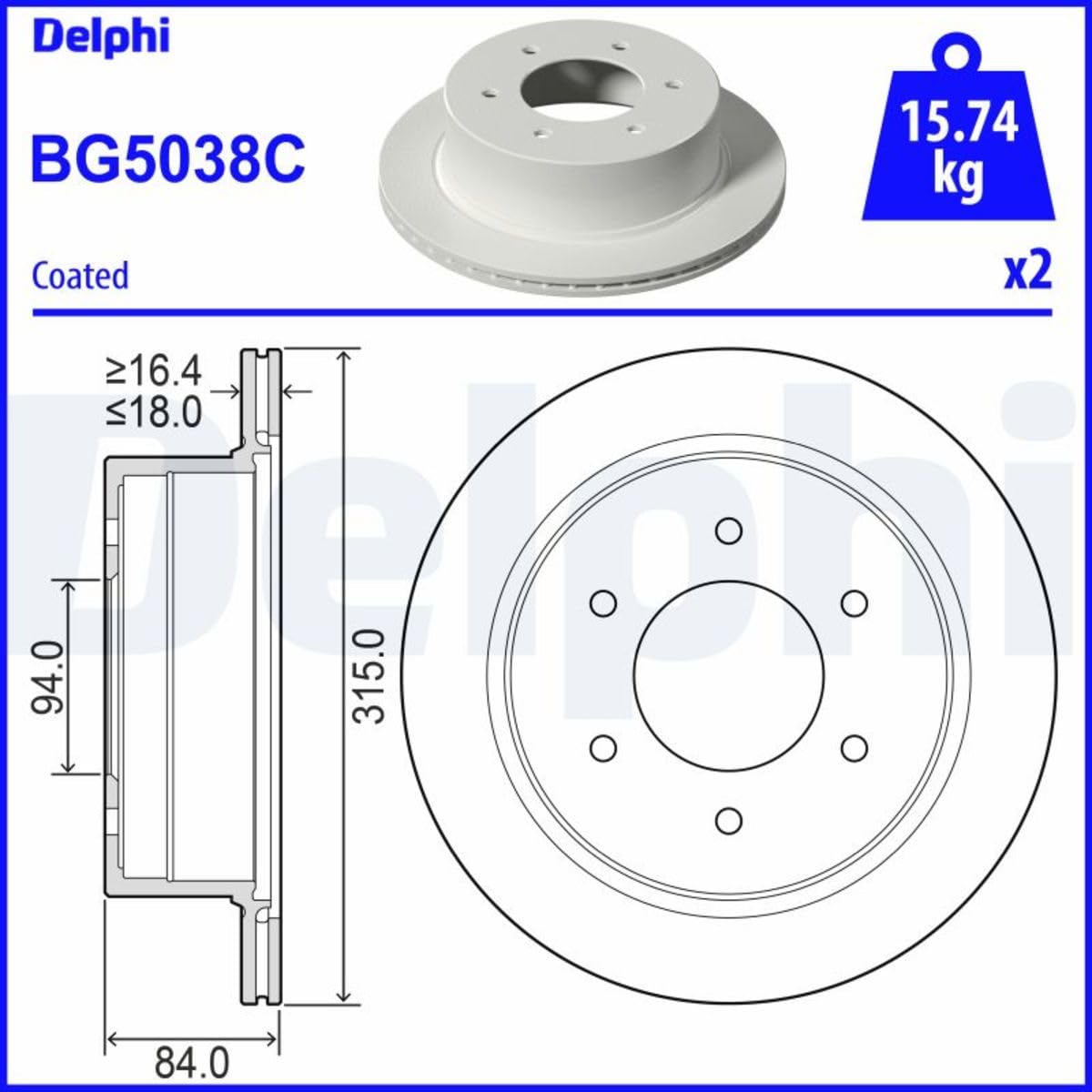 Delphi Technologies BG5038C Tarcze hamulcowe - zestaw 2