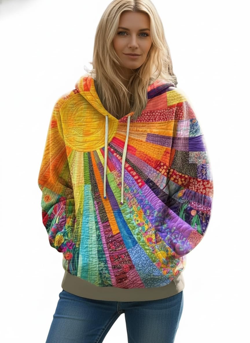 Women’s Loose Hoodies with Drawstring and Kangaroo Pocket, Oversized Casual Sweatshirts Featuring Vintage Art Prints