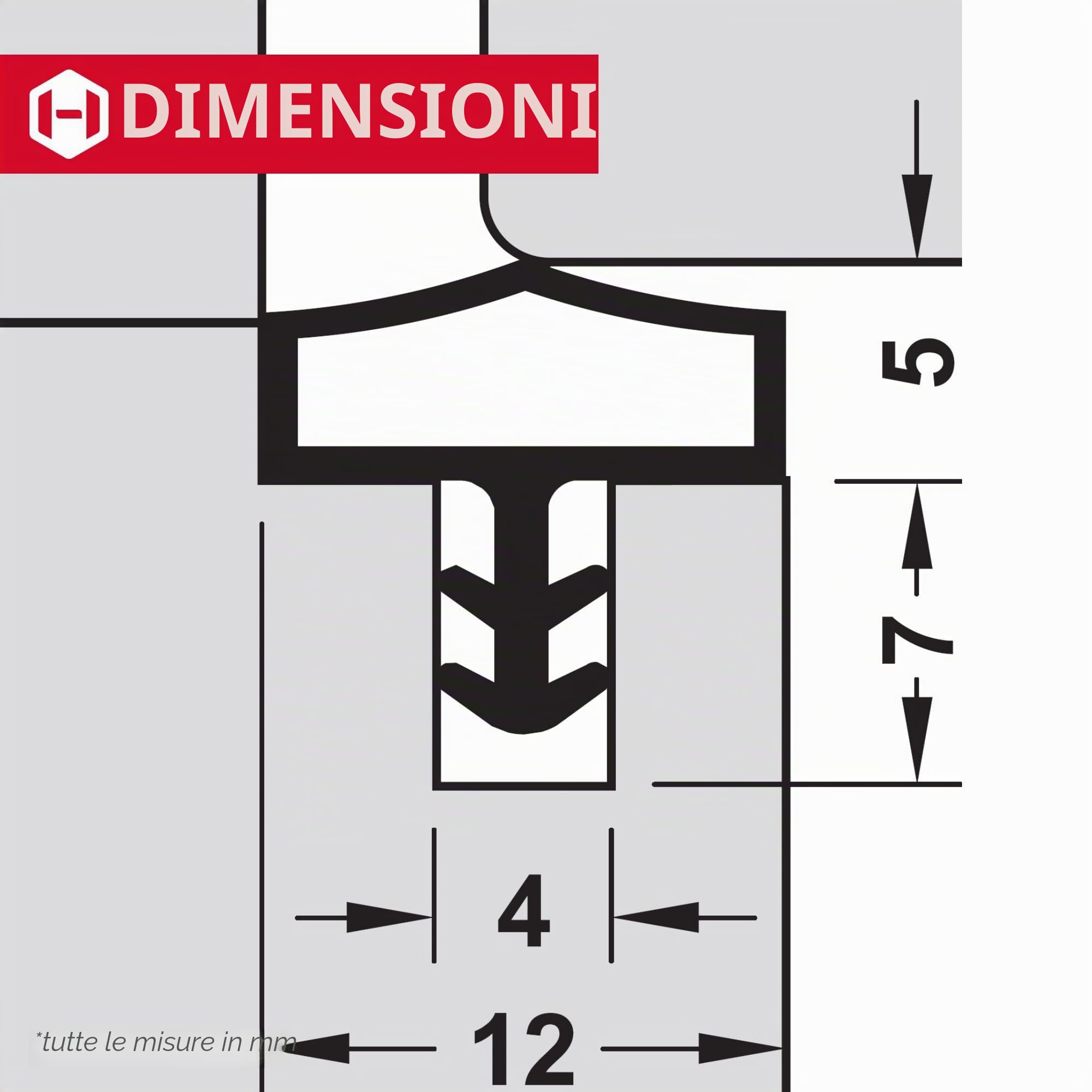 Gedotec Guarnizione di tenuta per porta M 680 | 1 rotolo - guarnizione del telaio della porta | lunghezza: 25 m | larghezza della battuta: 12 mm