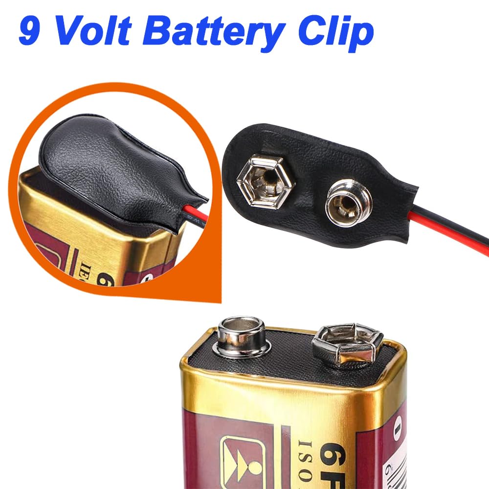 Active Guitar Bass 9V Battery Box Case Compartment, 9-Volt Battery Holder for Active Guitar Bass Pickup Replacement Tool with I-Type Battery Connector Wire (5 Pack)