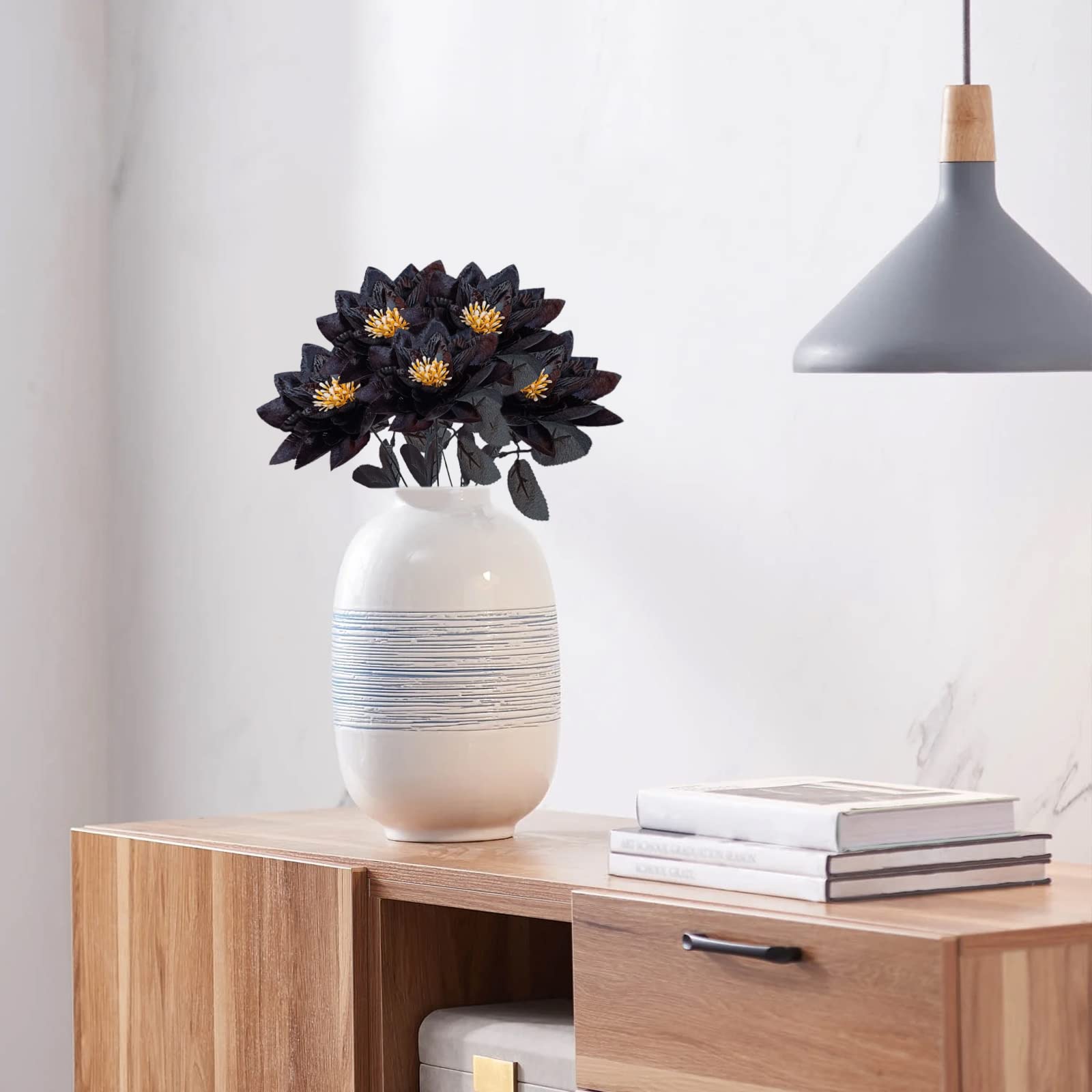 6 stks Kunstmatige Lotus Bloemen, 15 inch Realistische Zijde Faux Bloem Picks Boeketten Nep Bloemen Water Lelie Lange Stengels voor Lente Pasen Bruiloft Decoratie