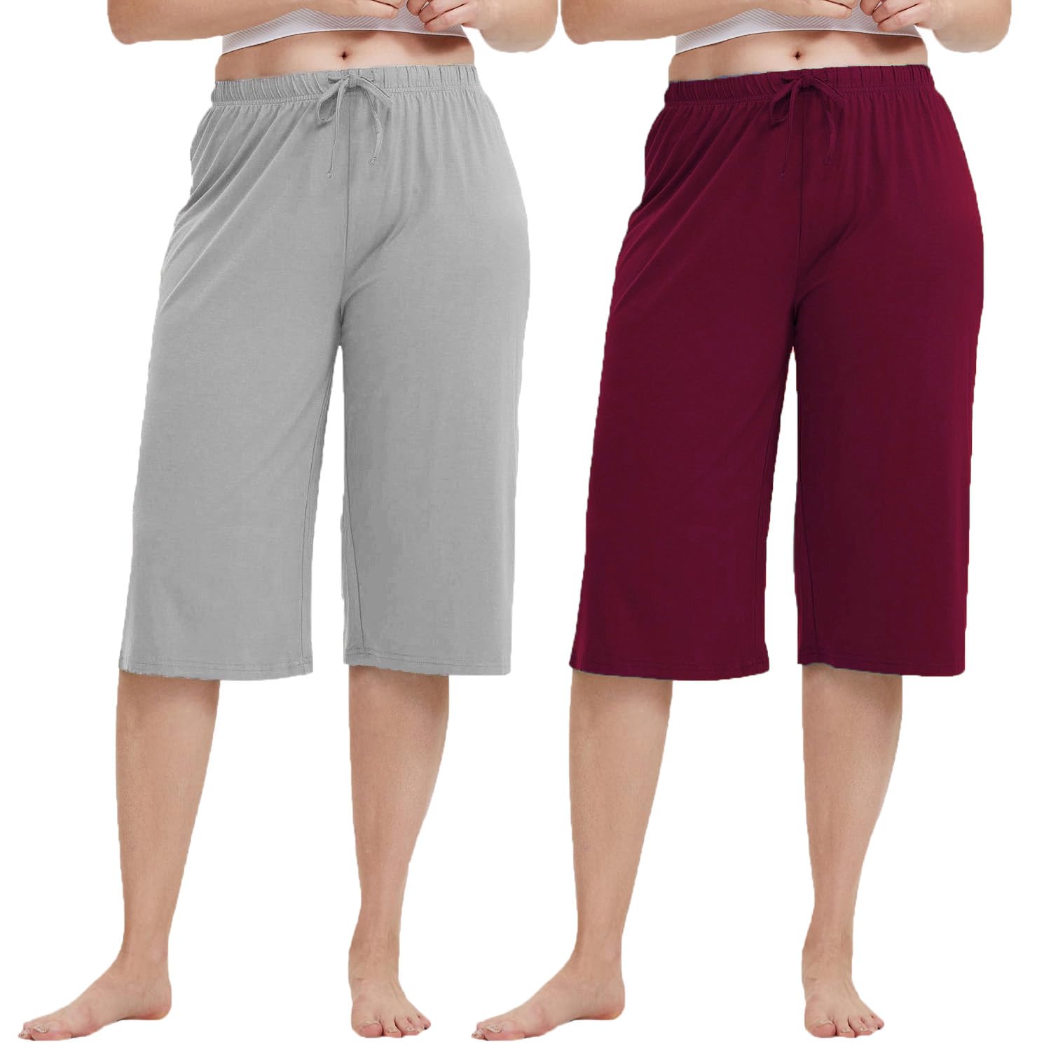 Women's Casual Relaxed Fit Cotton 3/4th Capri Summer Capri Pants - Pack of 2-picture-52