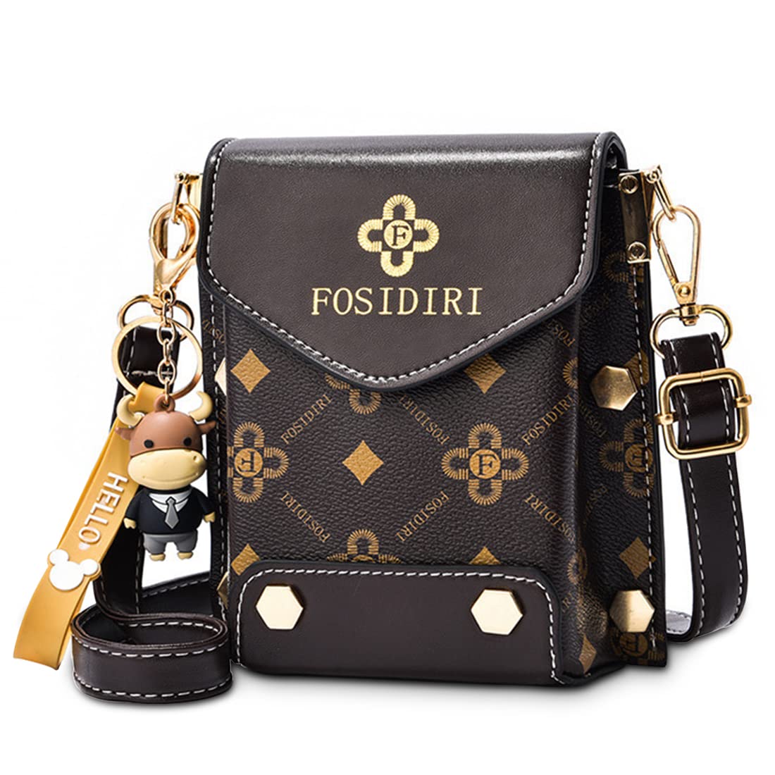 Women Small Cross-Body Phone Bag Stylish PU Leather Mobile Cell Phone Pouch Purse Wallet Sling Bag with Detachable Strap, Mini Shoulder Bag - Black-image-15