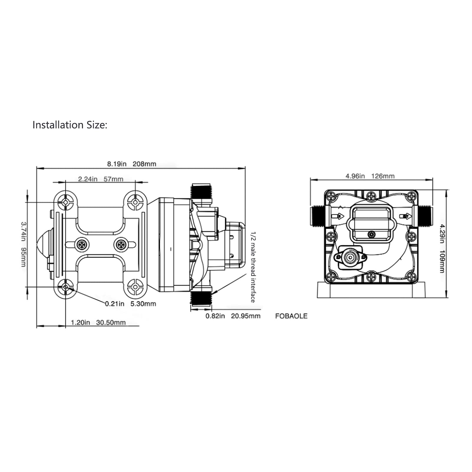 ANKROYU Power Water Pump, Engineering Plastic Micro Electric Diaphragm Water Pump, Rustproof High Pressure Spray Water Pump for Cleaning 11.3L / min 3.0GPM (F42-101-055-201)24V))