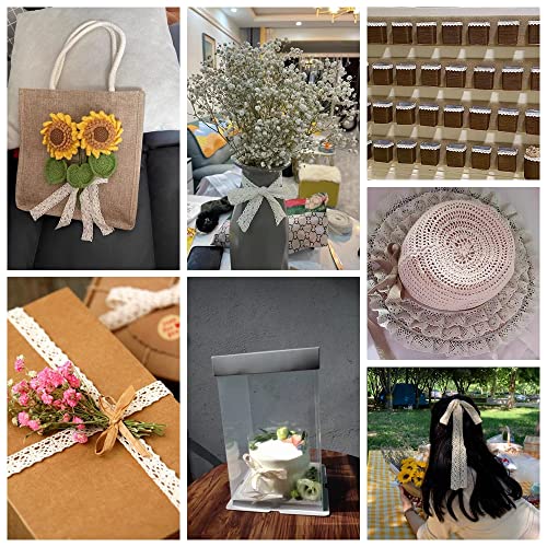 Ribbon Lace 45 Yards Vintage Ribbon Cotton Lace Ribbon Craft Lace Crochet Sewing Lace For Gift Package Wrapping, Bridal Wedding Decoration, Scrapbooking Supplies (Beige+White) #TOP4