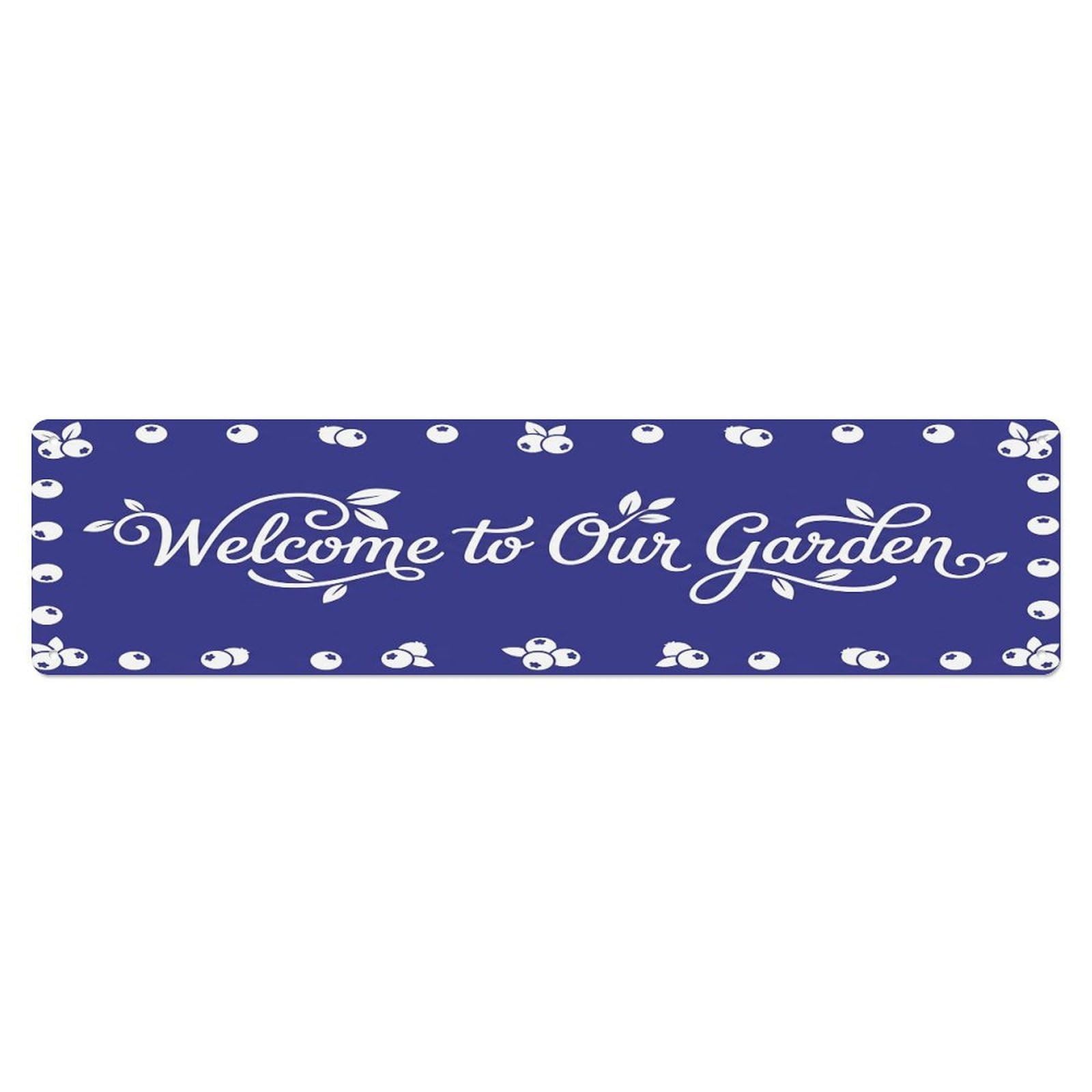 Vintage Welcome to Our Garden Blueberry Metal Tin Sign