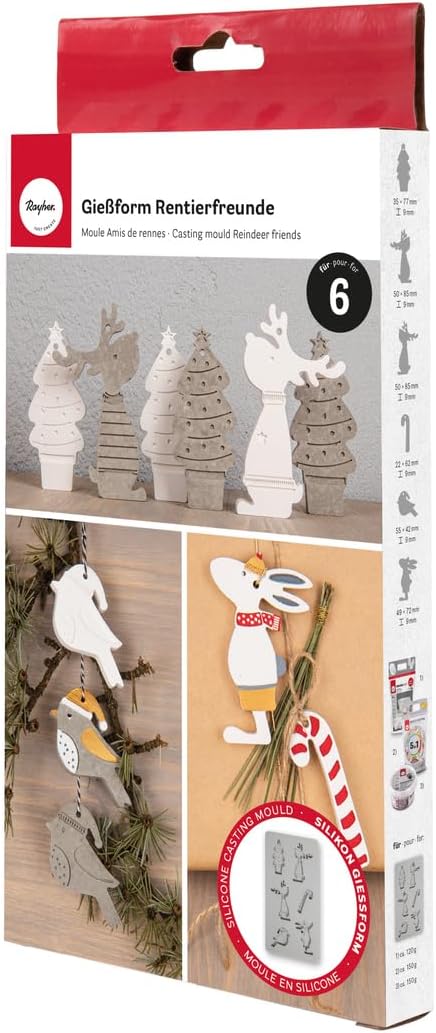 Rayher Silikon Gießform Rentierfreunde, Form mit 6 Einzelmotiven ...