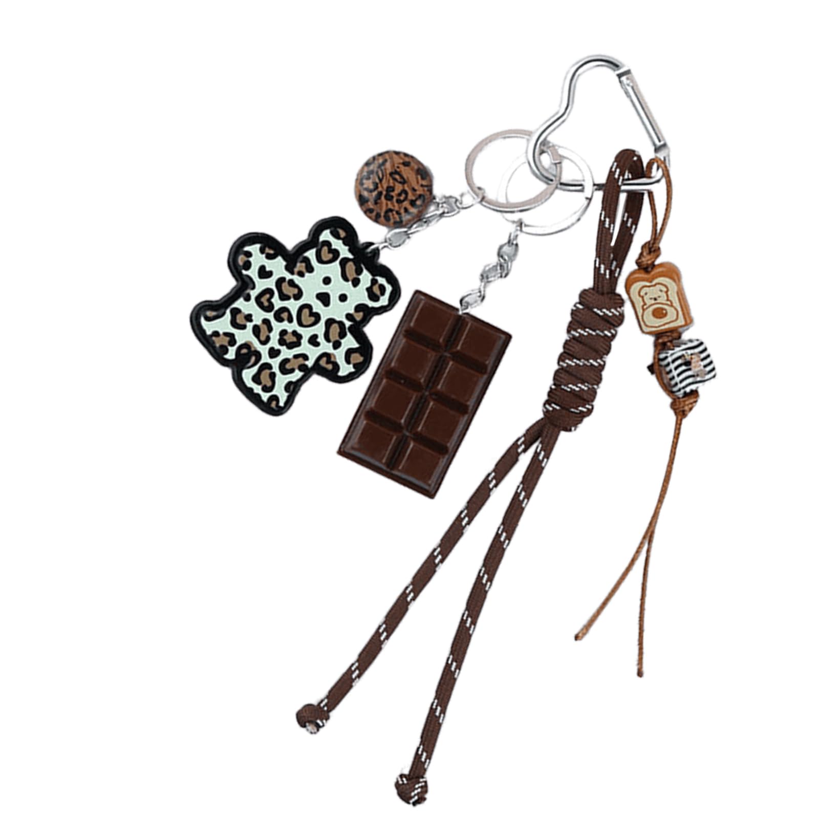 Buxuaaaa Bear Chocolate Dessert Bag Charm Pendant Keyring Braided Rope Keychain Charm for Backpack Purse Handbag Decorations Bag Accessories