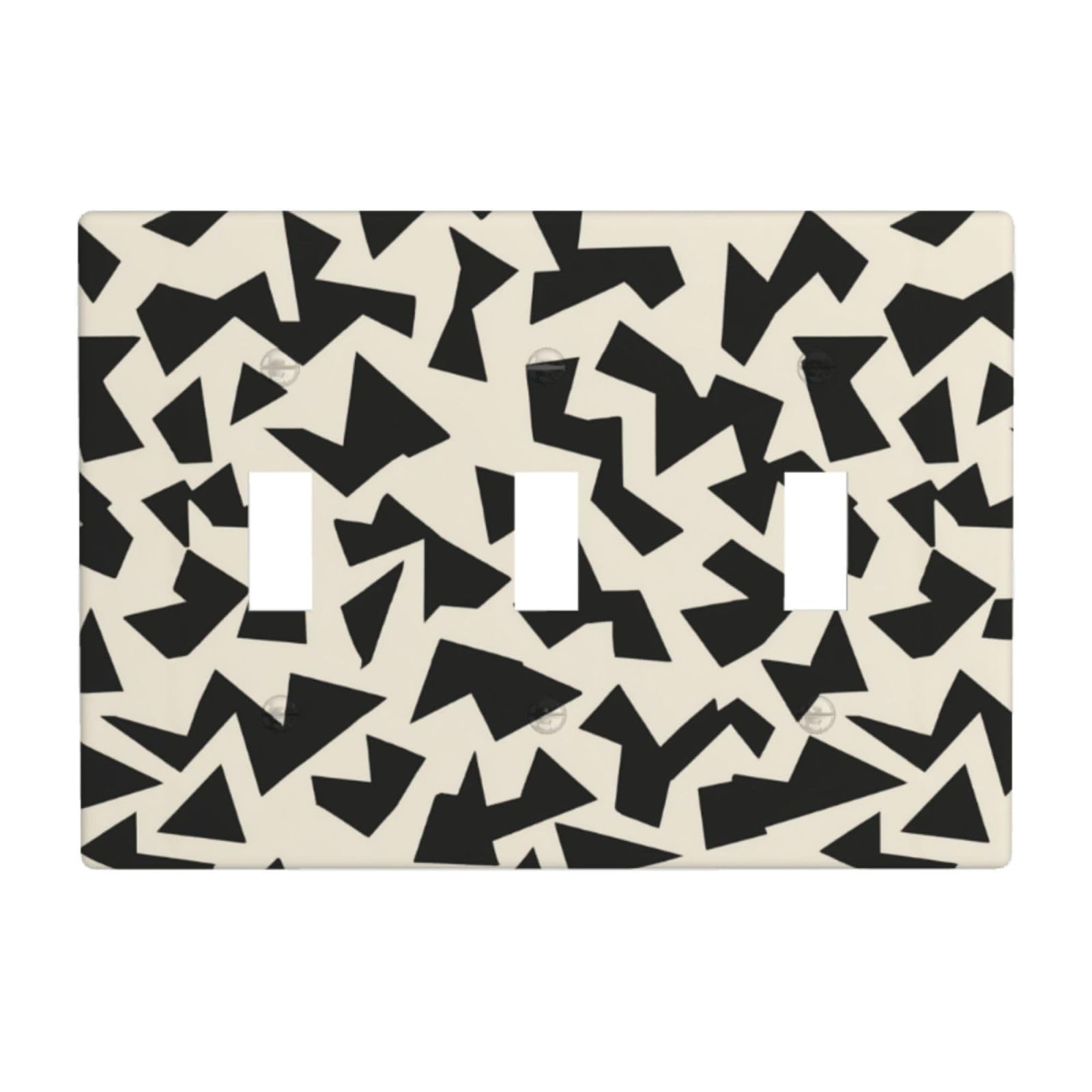 Minimalist Fragmented Angular Shapes Light Switch Covers 3 Gang Triple Toggle Wall Plate Switchplate Electrical Faceplate for Bathroom Kitchen Bedroom Decor